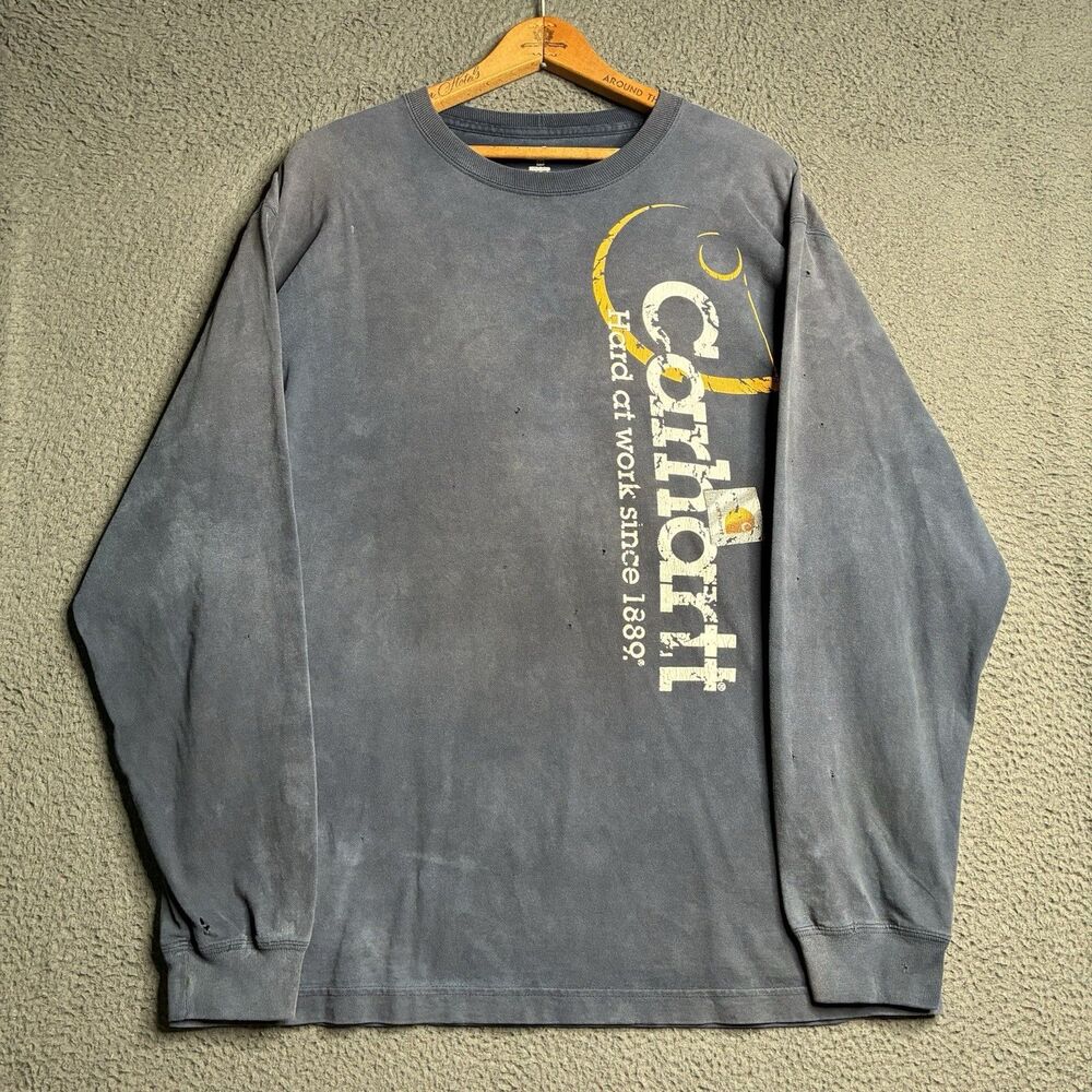 Vintage T-Shirt Men Medium USA Gradient Distressed Burnout Thrashed Long Sleeve